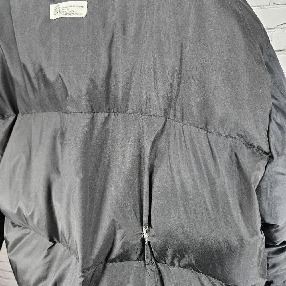 VTG J.J. Cochran Black Duck Down Feather Pocket Long Coat Parka Large 42-44